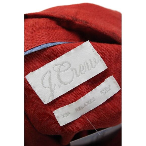 J Crew Womens Button Front Short Sleeve Collared Linen Shirt Dress Red Size XSP - Picture 4 of 5